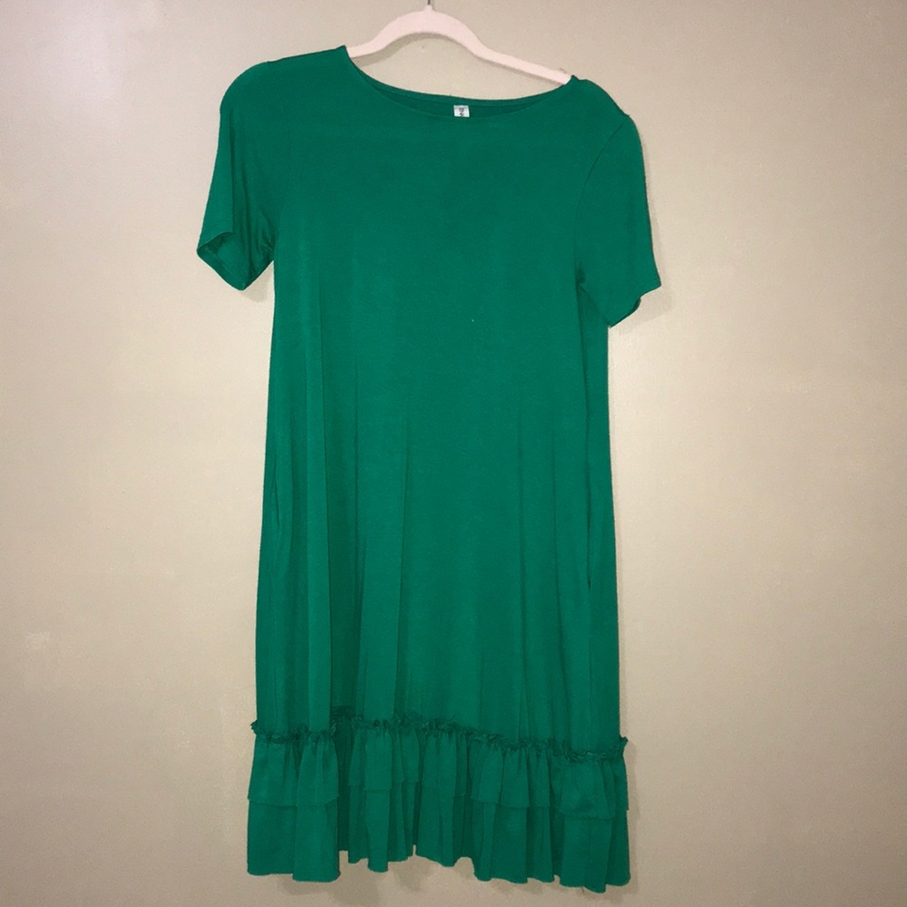 Green ruffle sundress